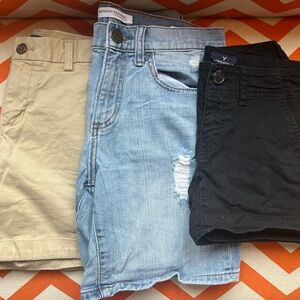 Stylish Denim and Cotton Shorts Trio